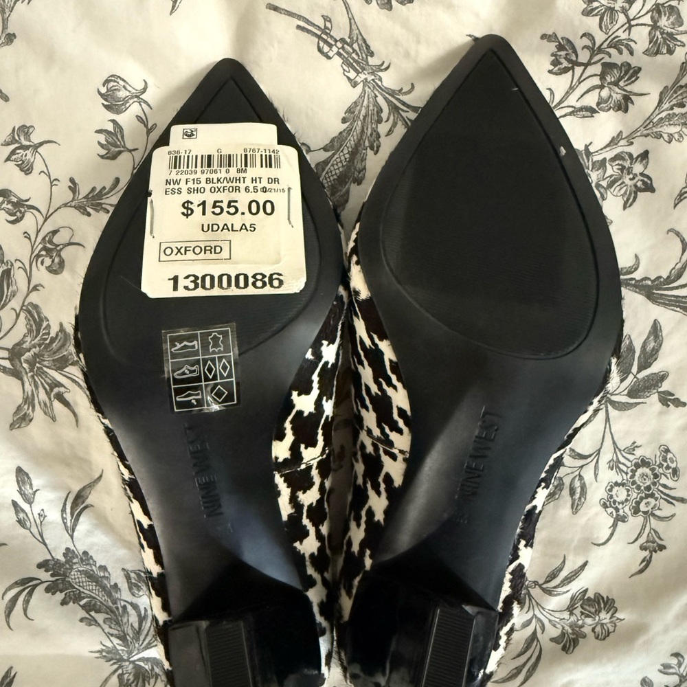 Nine West Black and White Houndstooth Heels